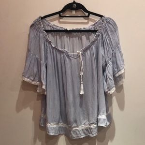American Eagle Pinstripe Off the Shoulder Top